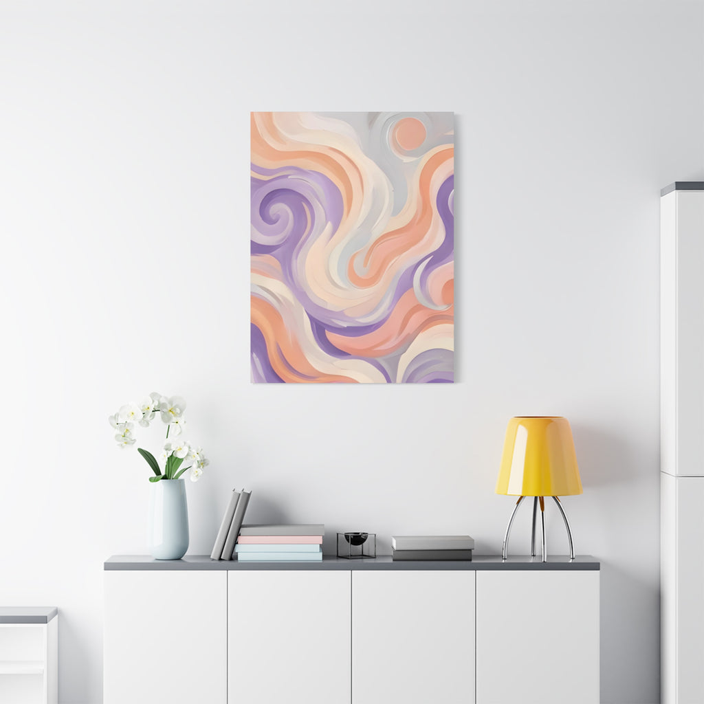 Abstract Swirl Matte Canvas Wall Art - Pastel Waves Stretched Print