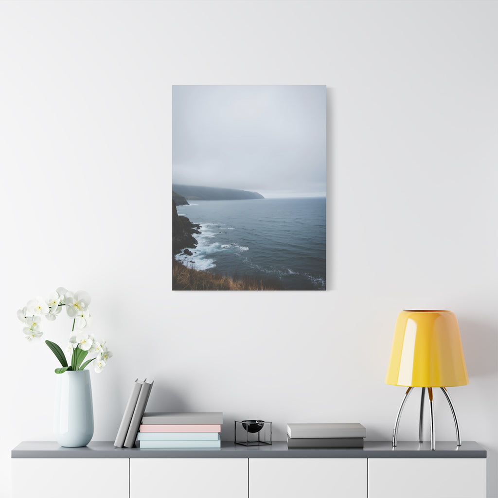 Foggy Coastal Cliff Wall Art  - Stretched Canvas