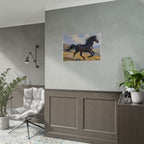 Running Black Stallion Wall Art - Horse Painting - Poster