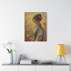 Asian Floral Lady Wall Art - Stretched Canvas