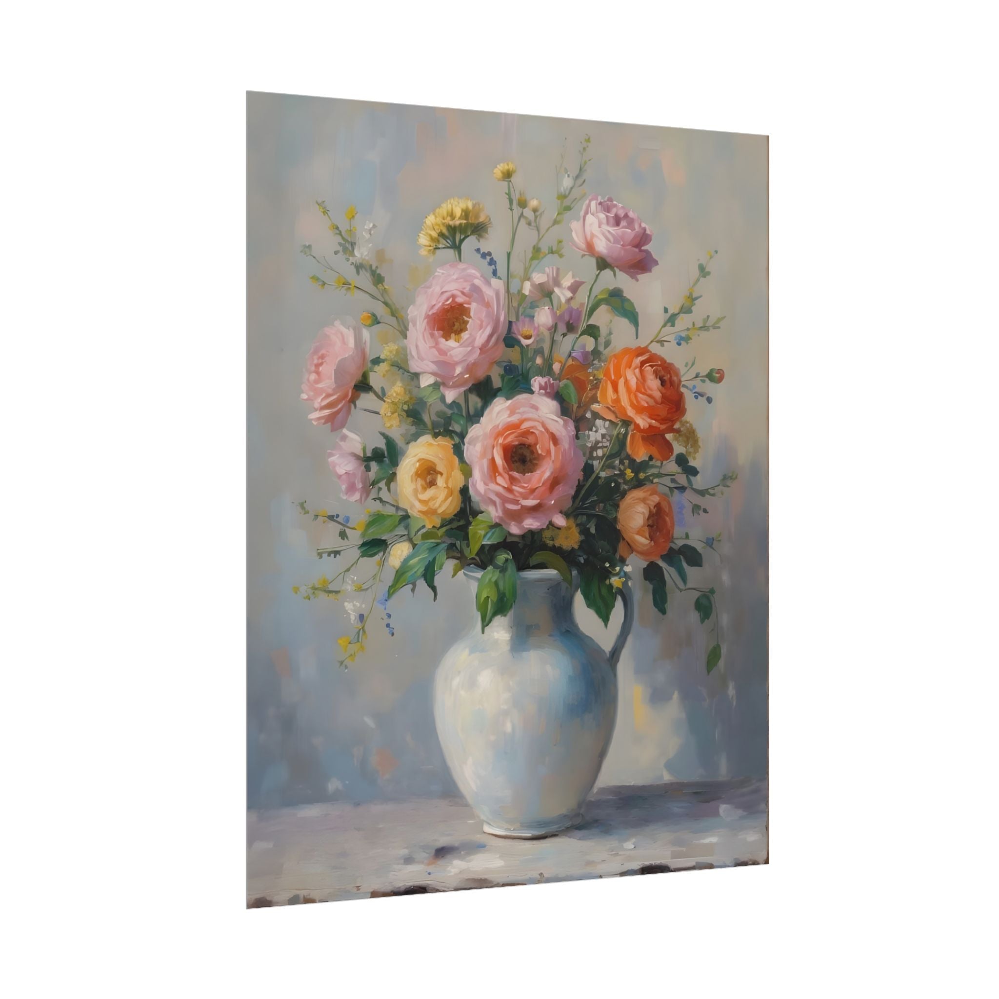 Colourful Roses in Jug Wall Art - Poster