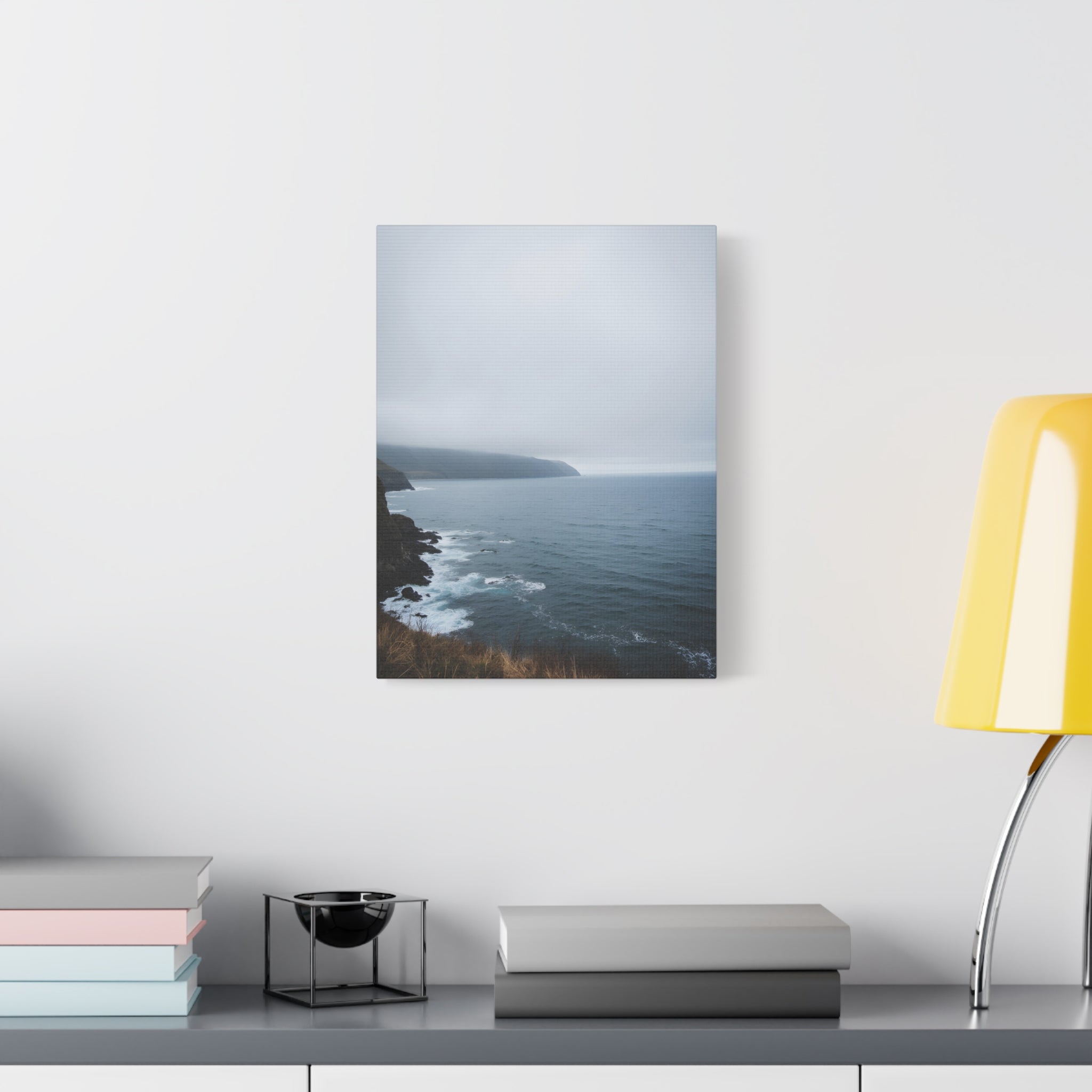 Foggy Coastal Cliff Wall Art  - Stretched Canvas