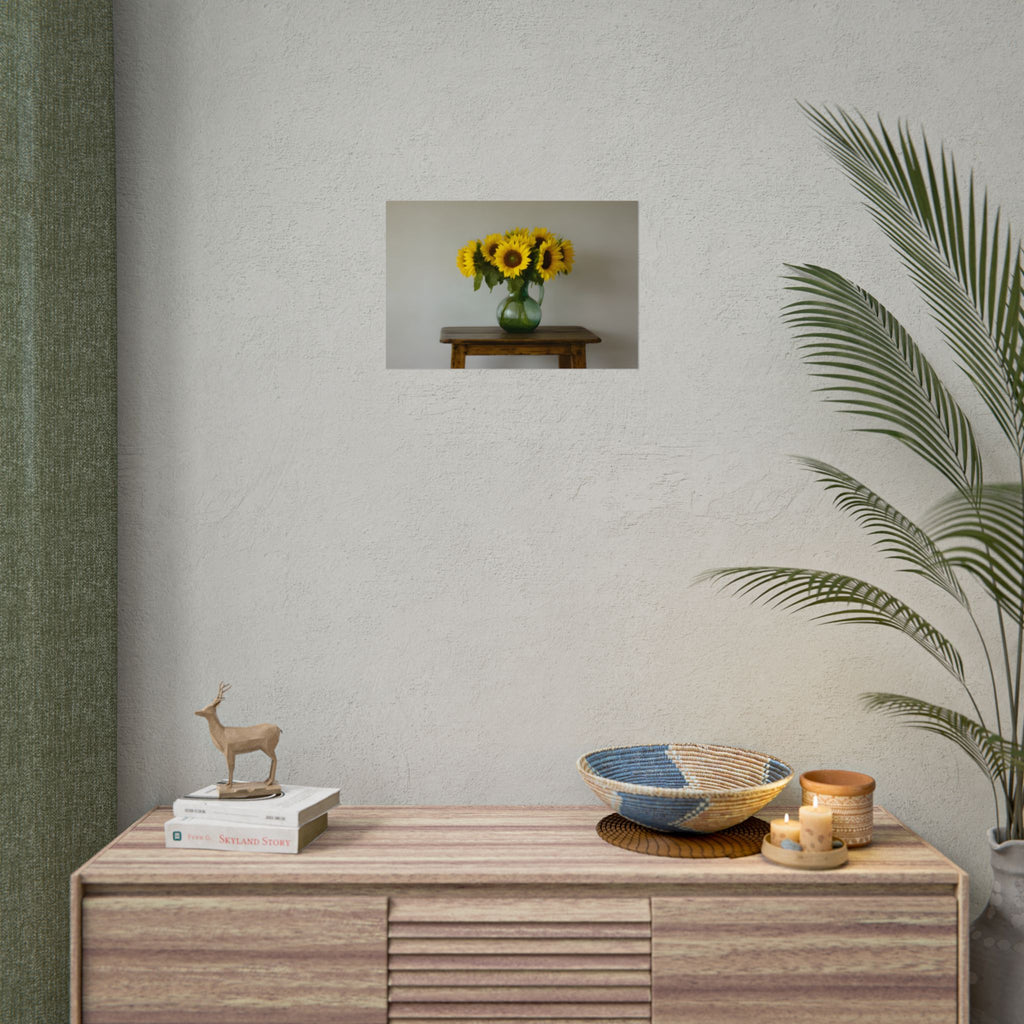 Sunflowers in Green Pitcher Wall Art - Poster