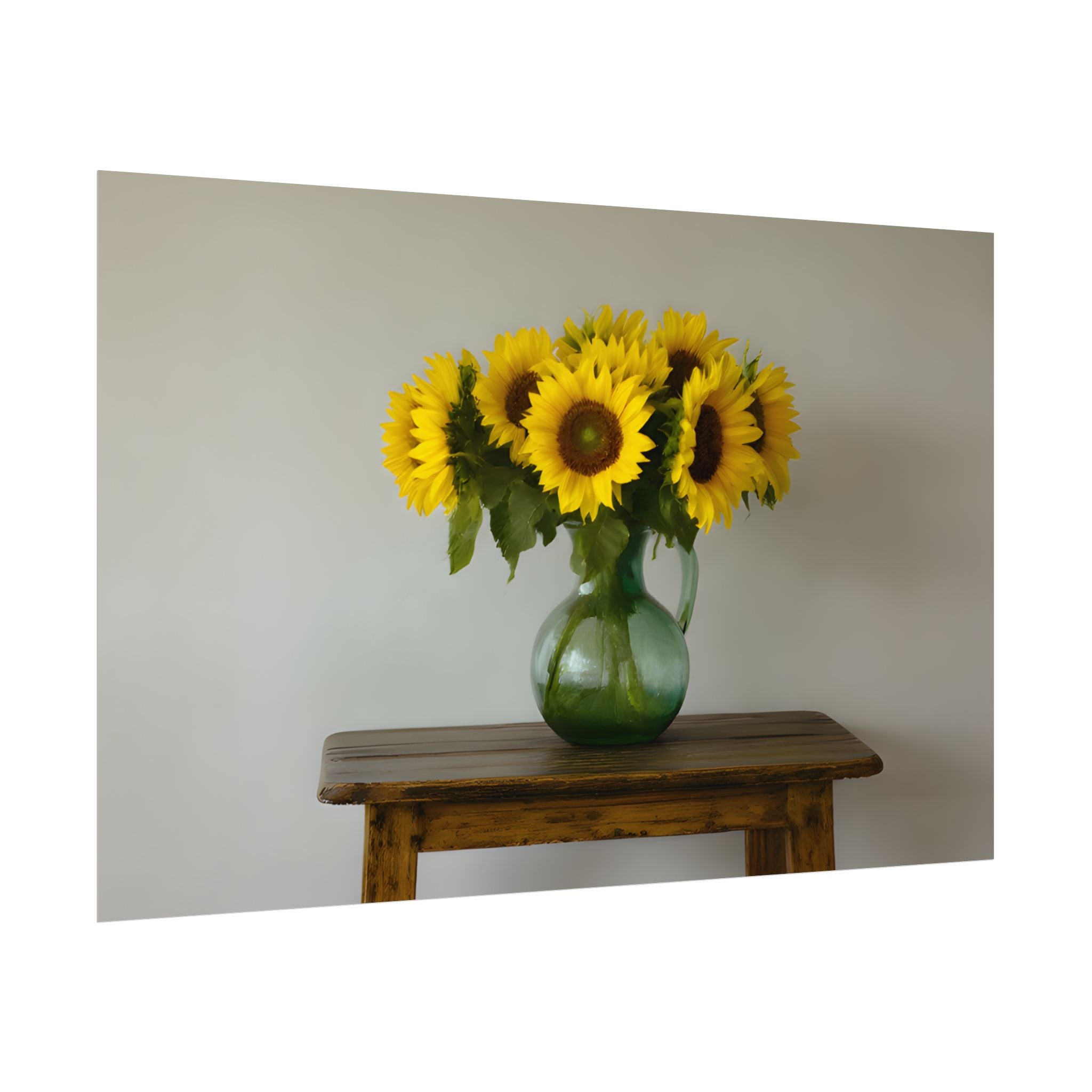 Sunflowers in Green Pitcher Wall Art - Poster