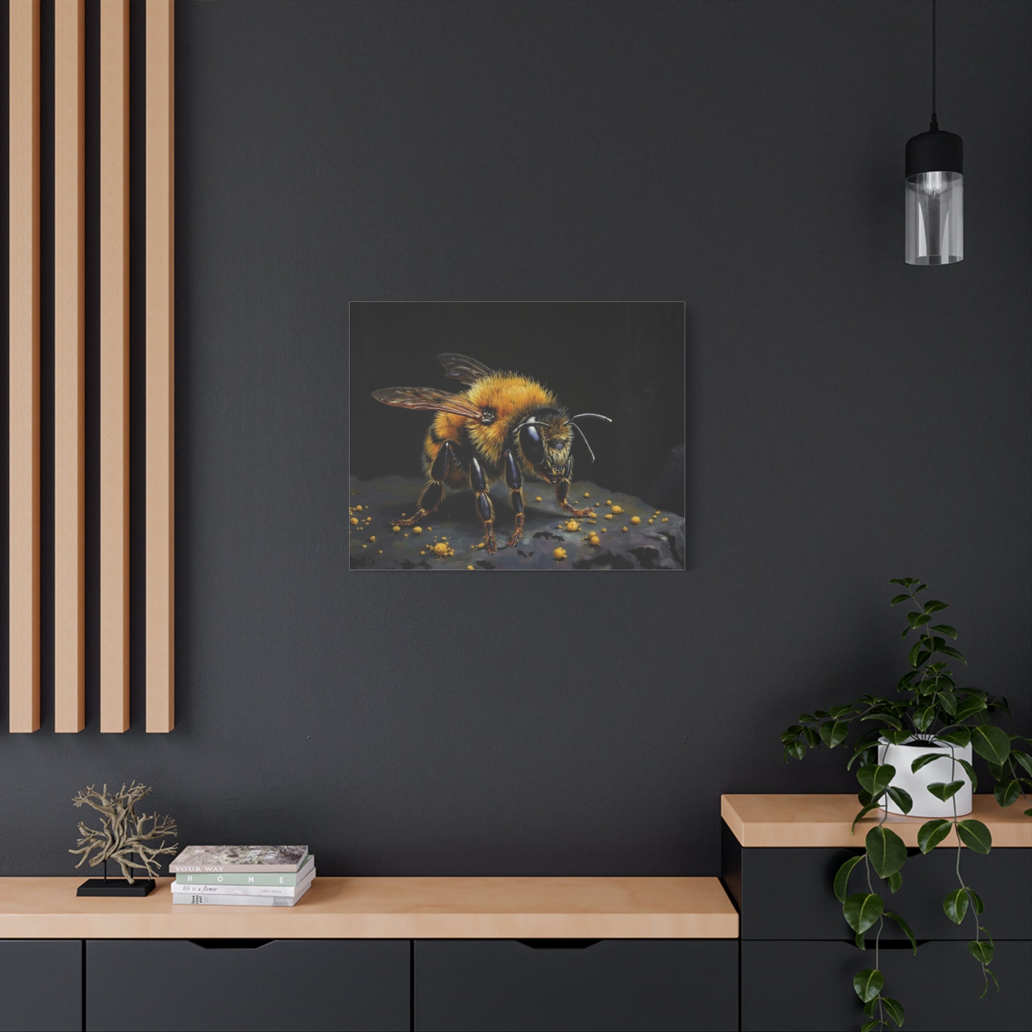 Bumblebee Canvas Print — Realistic Bee Wall Art on Matte Stretched Canvas