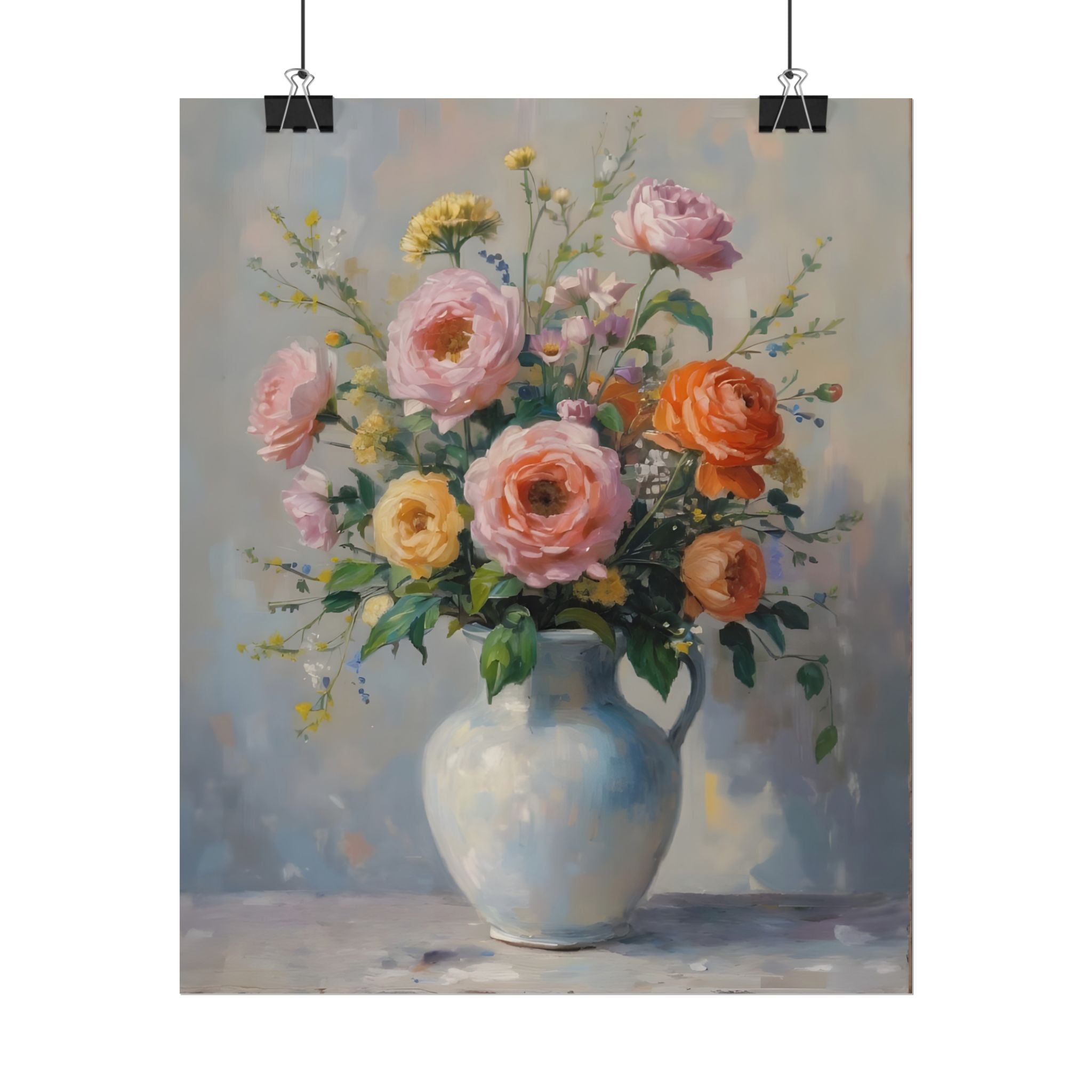 Colourful Roses in Jug Wall Art - Poster