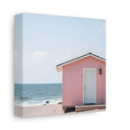 Pink Beach Cottage  Wall Art - Stretched Canvas
