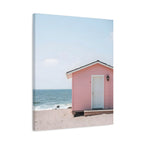 Pink Beach Cottage  Wall Art - Stretched Canvas