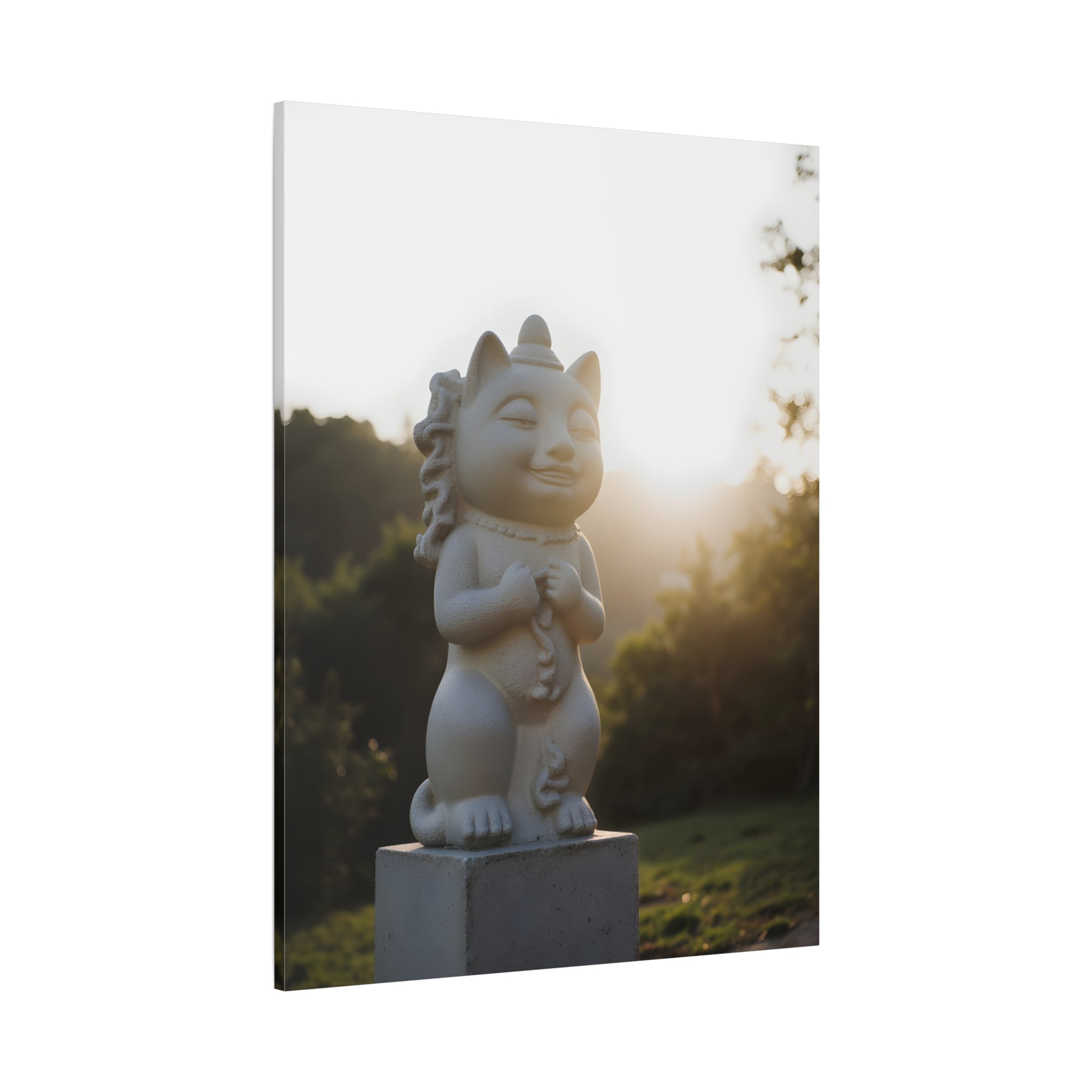 Sunlit Lucky Cat Wall Art - Stretched Canvas