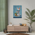 Blue Bunny Poster - Cute Sunglasses Rabbit Rolled Art Print