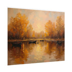 Autumn at the lake with rowboats - Poster