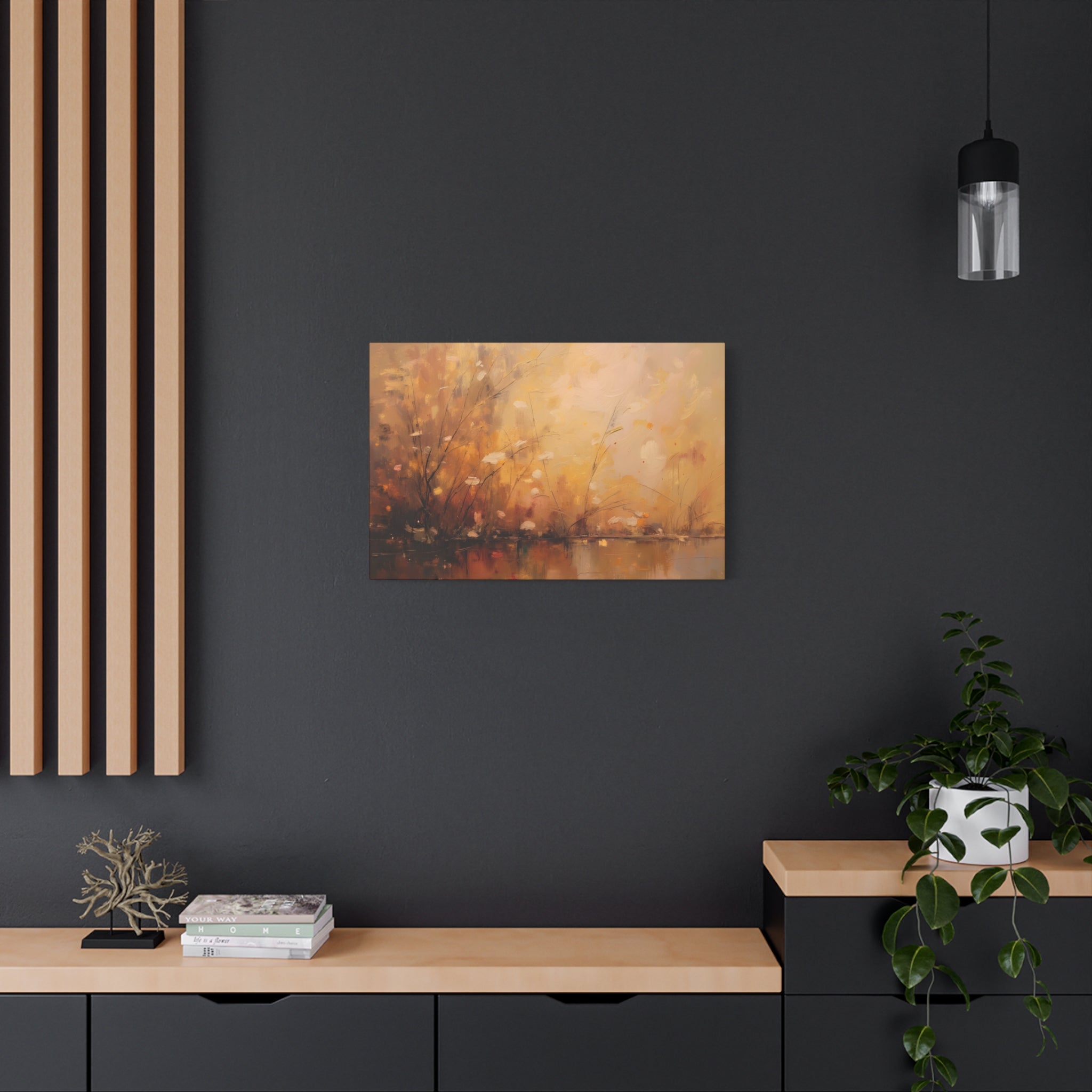 Golden Meadow Abstract Wall Art - Stretched Canvas