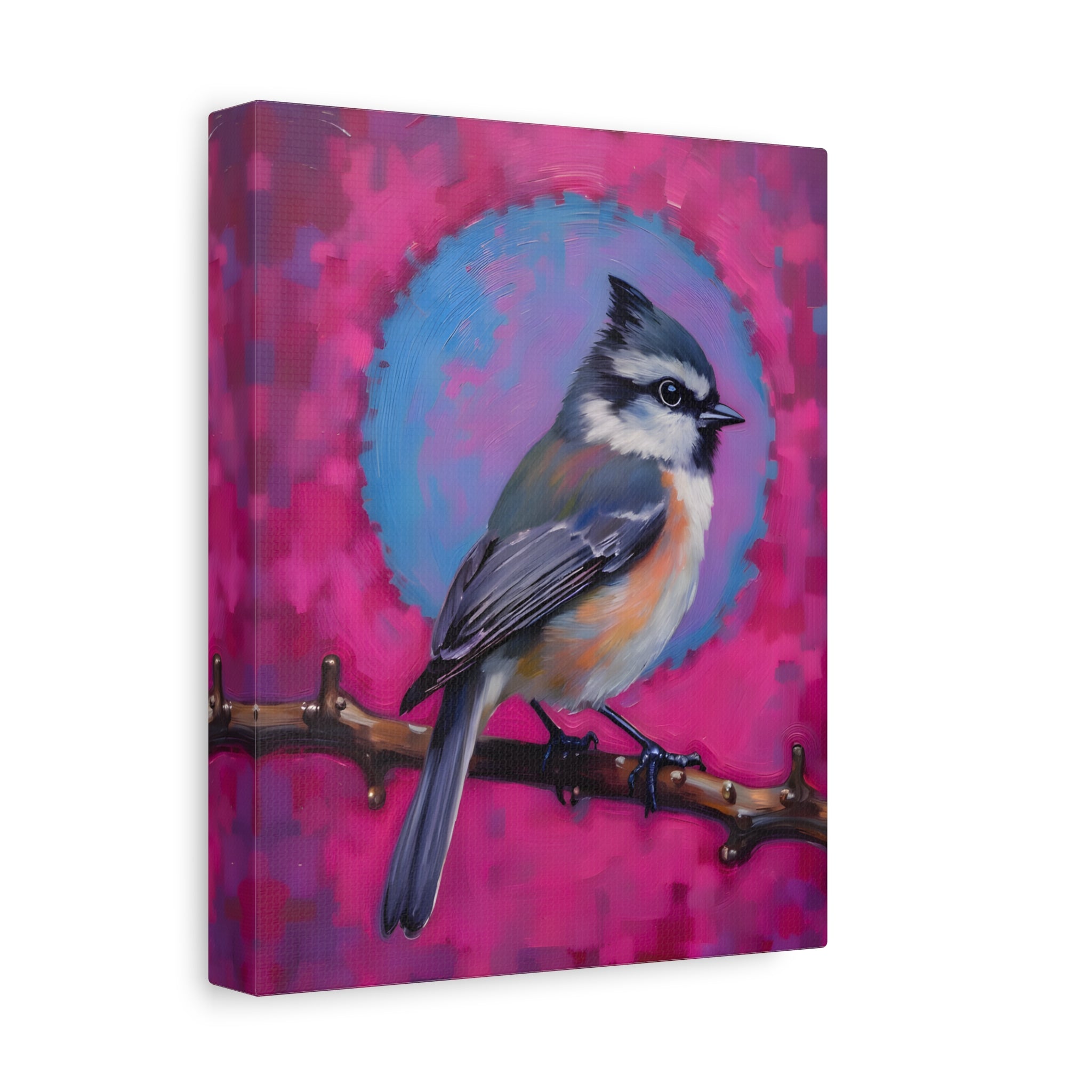 Colorful Chickadee Bird Canvas Wall Art - Matte Stretched Canvas