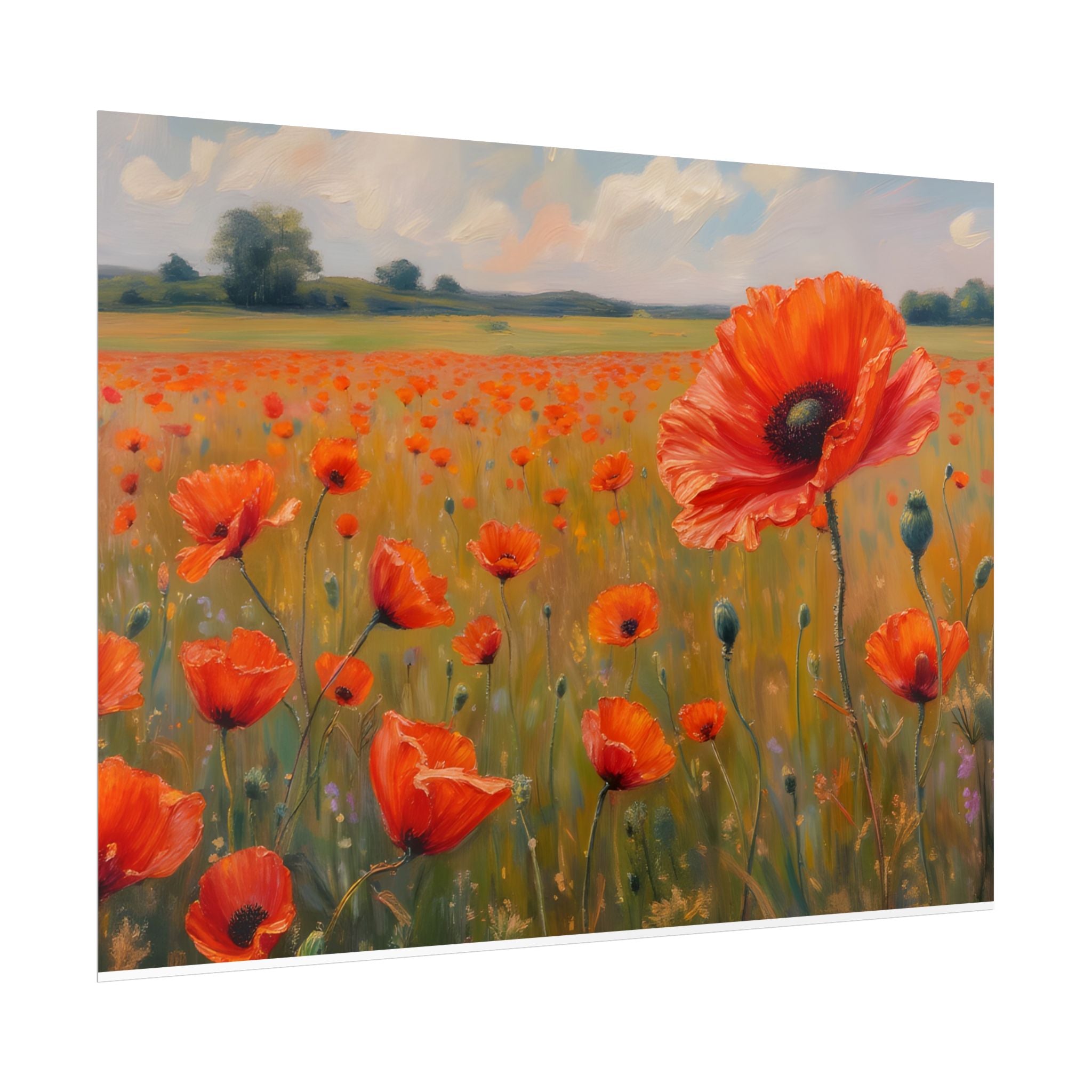 Poppy Field Kunstposter - Opgerolde Bloemen Muurprint voor Huis & Kantoor