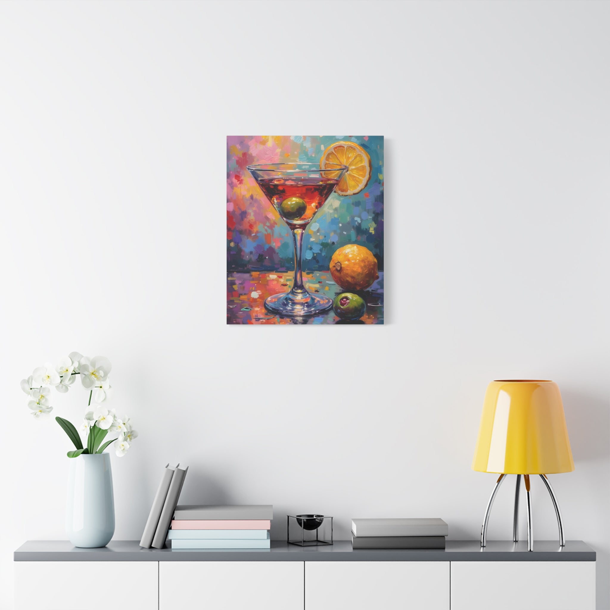 Colourful Martini Glass Matte Canvas Wall Art - Stretched canvas