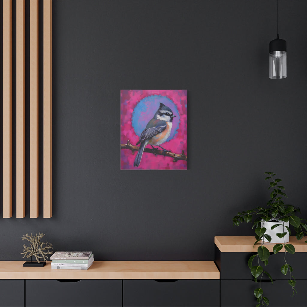 Buntes Meise-Vogel-Leinwandbild – matte Keilrahmenleinwand