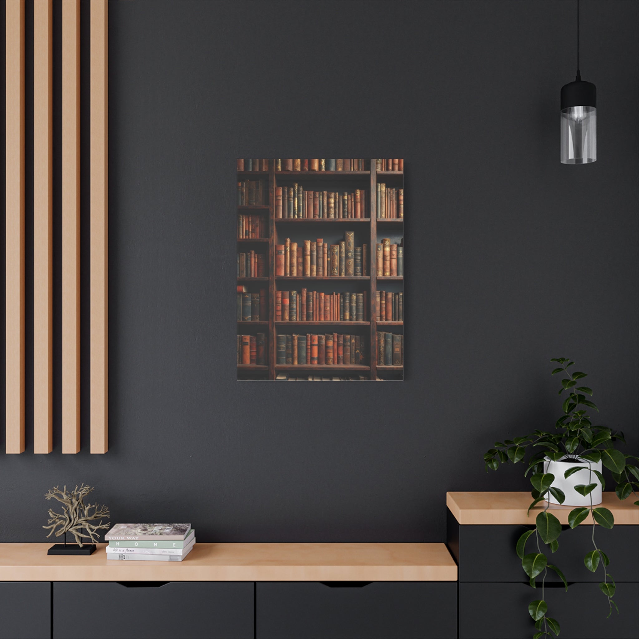 Vintage Bibliotheekboeken Canvas Print - Gestapelde Antieke Boekenkast Muurkunst