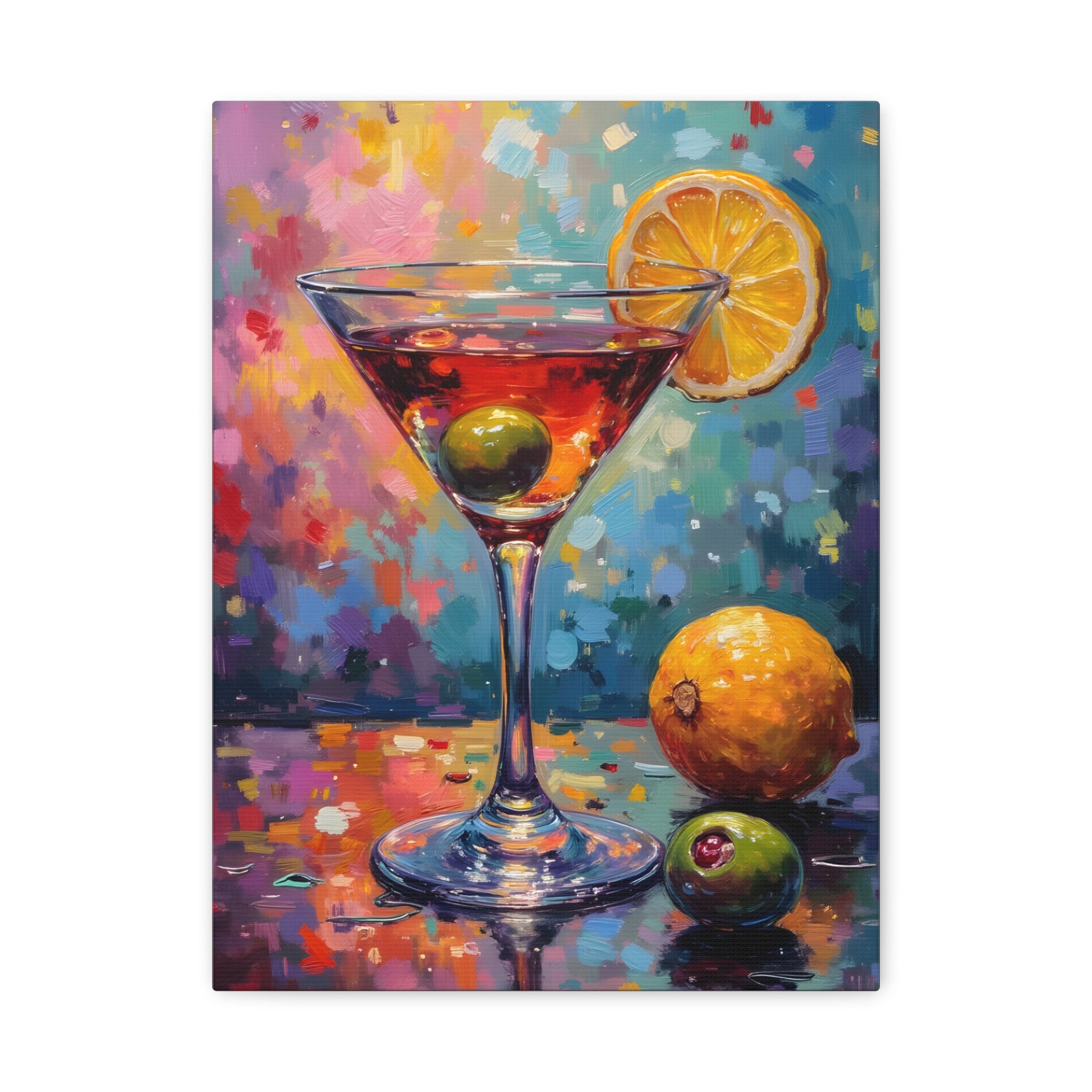 Colourful Martini Glass Matte Canvas Wall Art - Stretched canvas