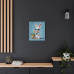 Blue Bunny Canvas Print — Cute Rabbit with Sunglasses & Ice Cream Matte Wall Art