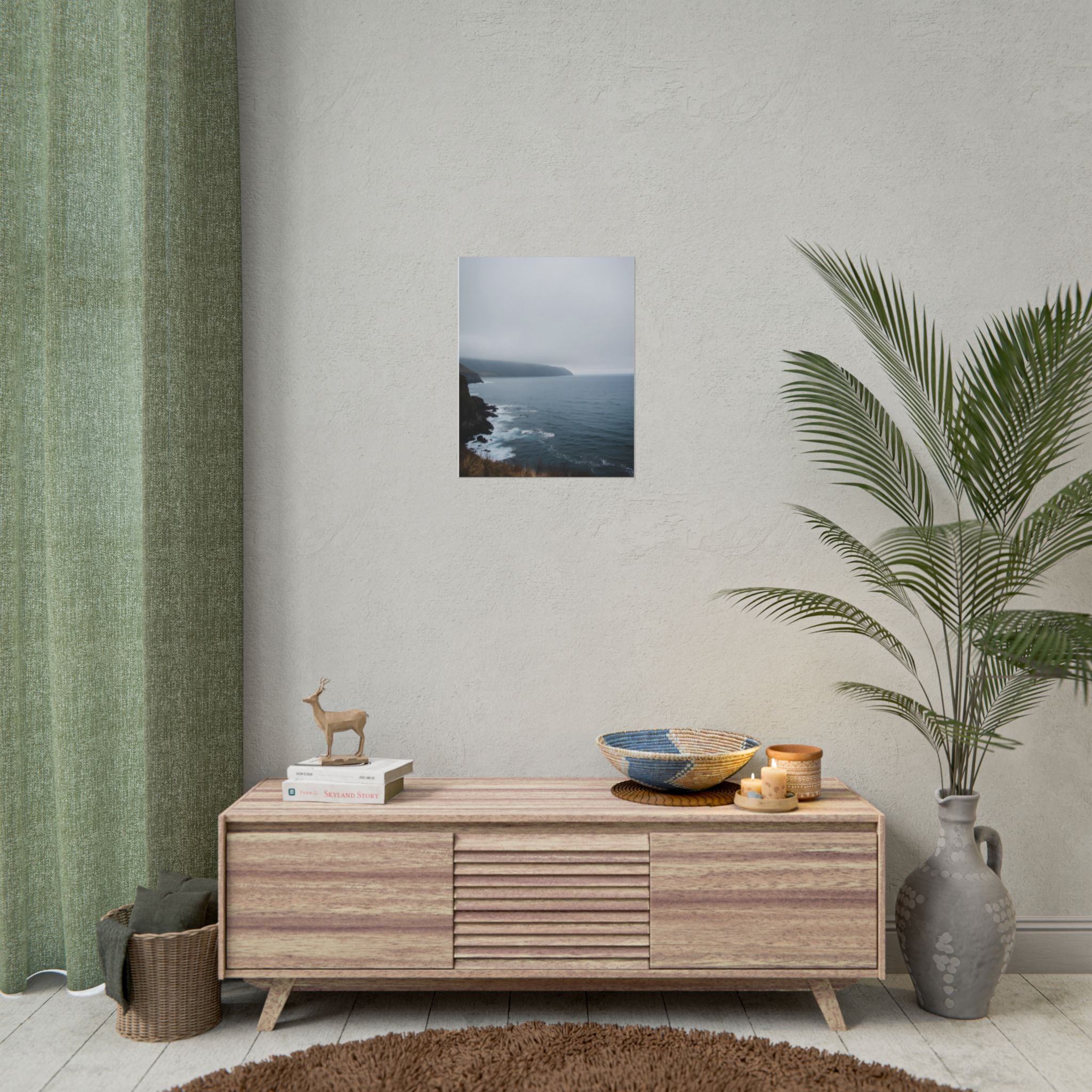 Foggy Coastal Cliff Wall Art  - Poster