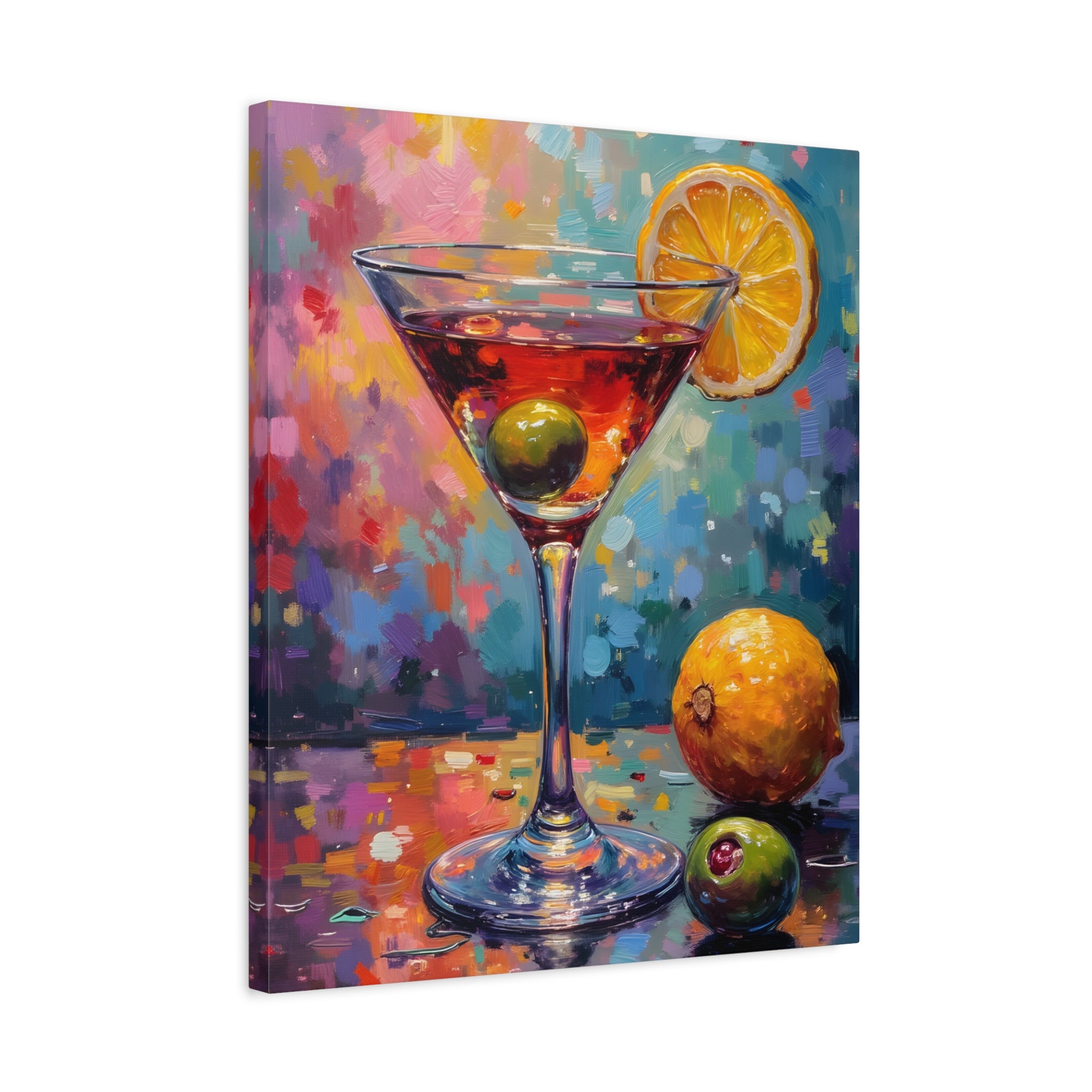 Colourful Martini Glass Matte Canvas Wall Art - Stretched canvas