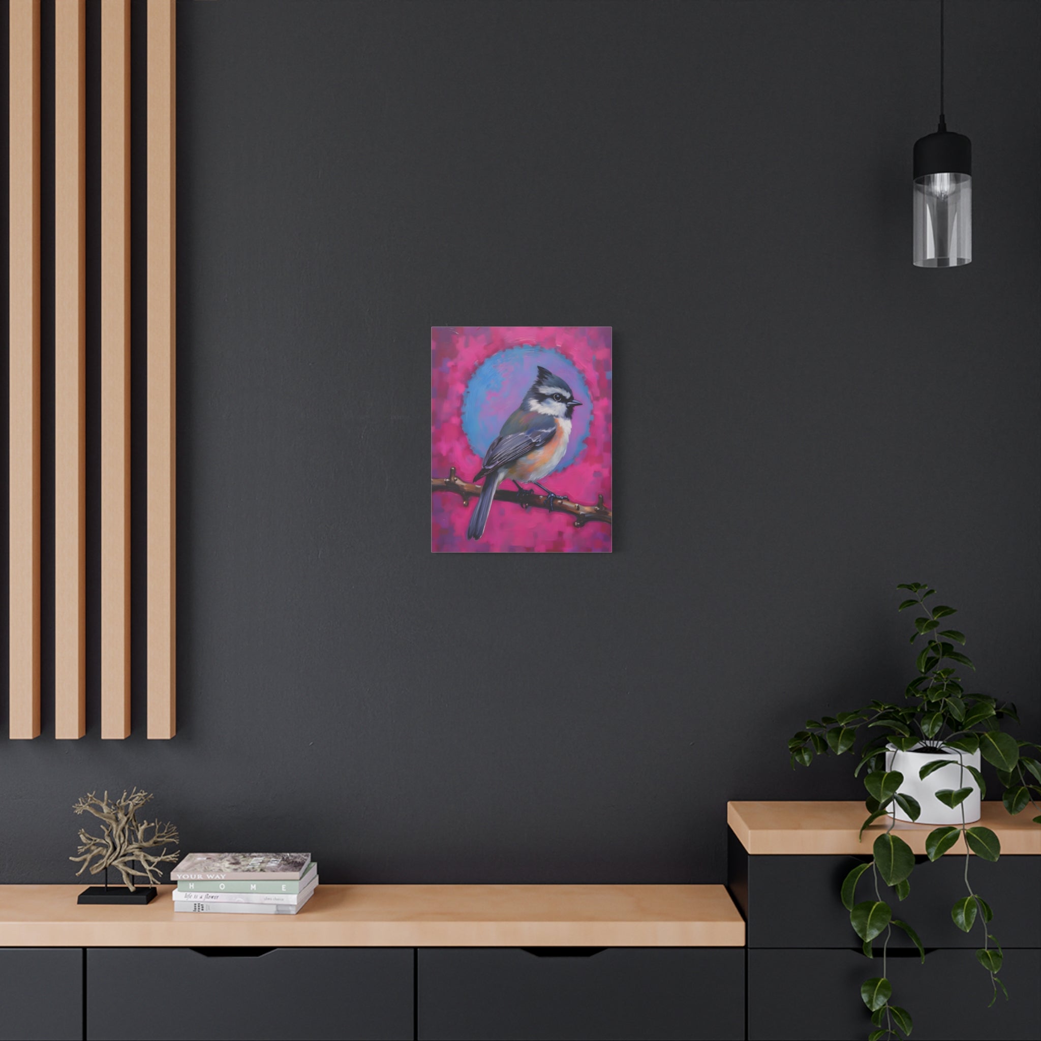 Buntes Meise-Vogel-Leinwandbild – matte Keilrahmenleinwand