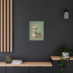 Green Bunny Canvas Wall Art — Photographer Bunny with Carrots & Ice Cream