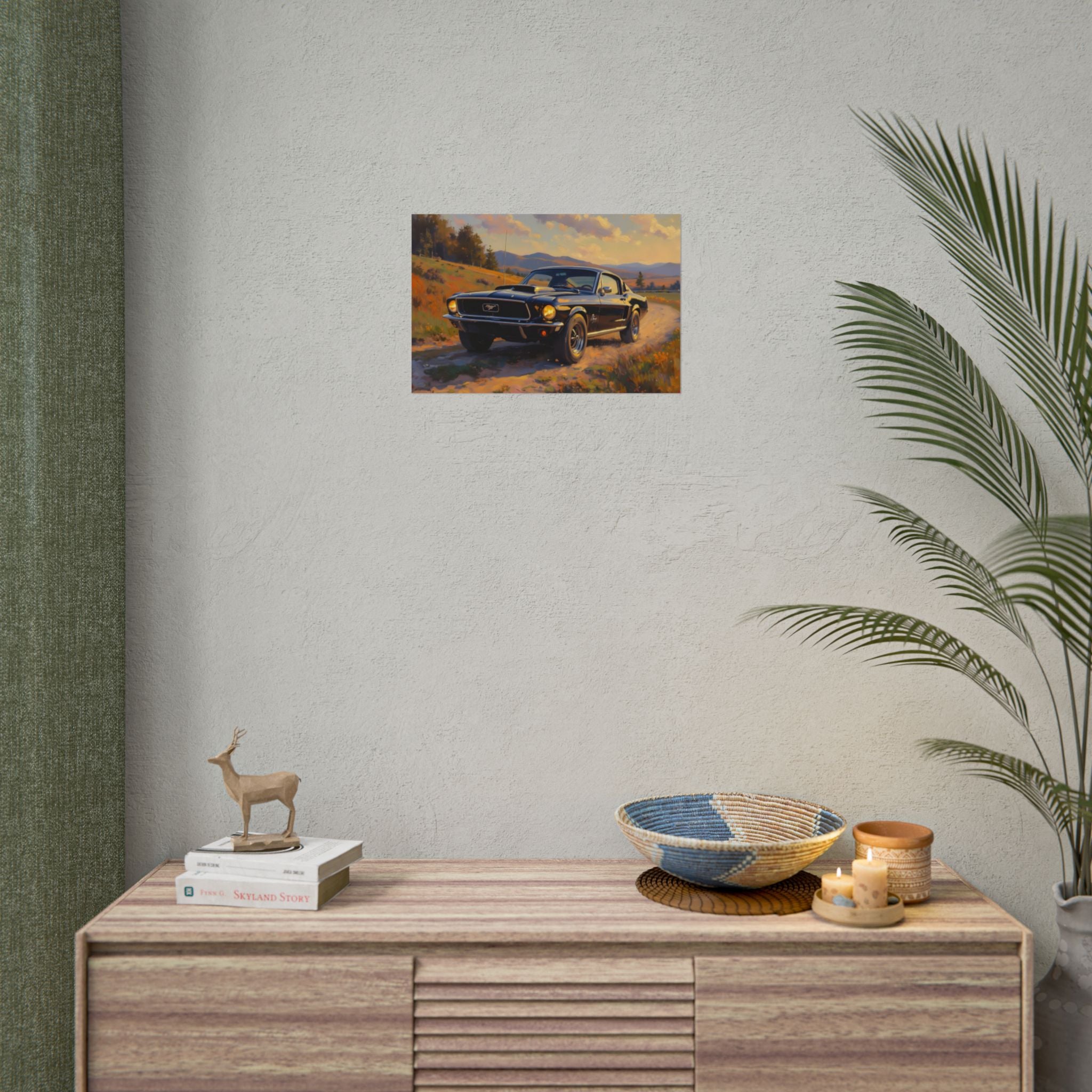 Vintage Mustang Sunset Wall Art - Classic Muscle Car - Poster