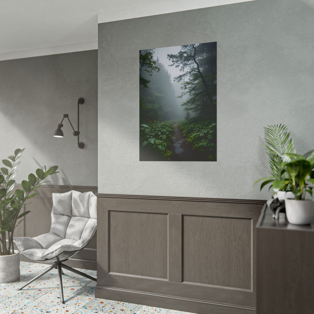 Misty Forest Path  Stretched Wall Art - Poster