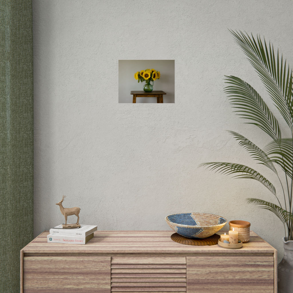 Sunflowers in Green Pitcher Wall Art - Poster