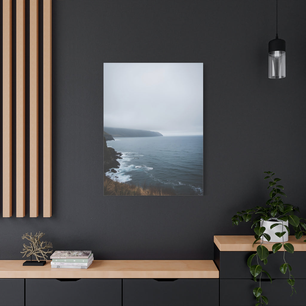 Foggy Coastal Cliff Wall Art  - Stretched Canvas