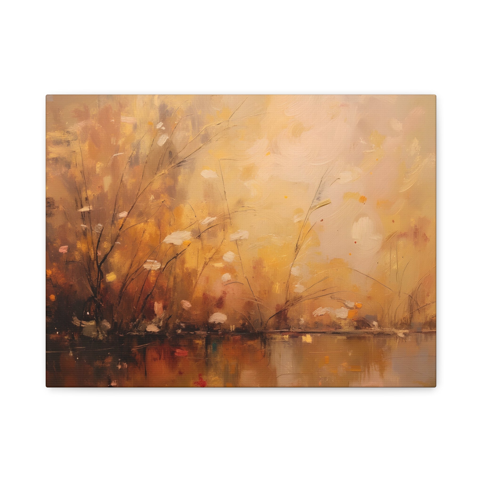 Golden Meadow Abstract Wall Art - Stretched Canvas