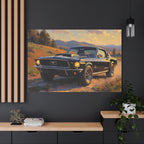 Vintage Mustang Sunset Wall Art - Classic Muscle Car - Stretched Canvas