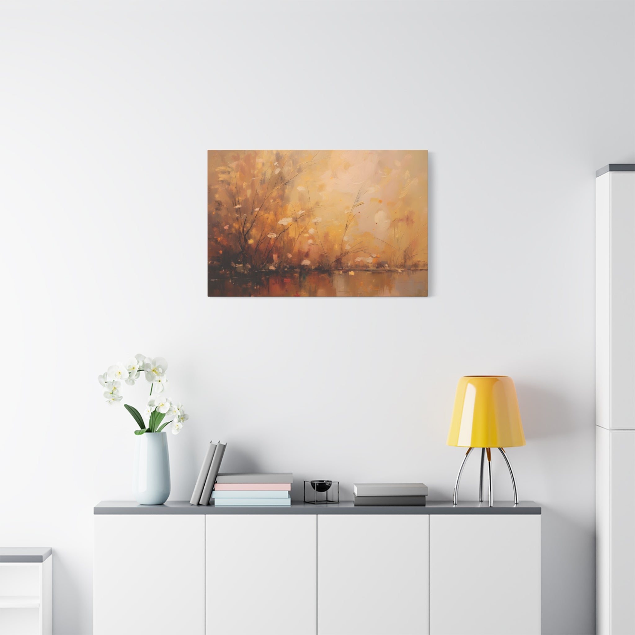 Golden Meadow Abstract Wall Art - Stretched Canvas