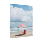 Sun-drenched beach memory with beach chair and umbrella - Poster