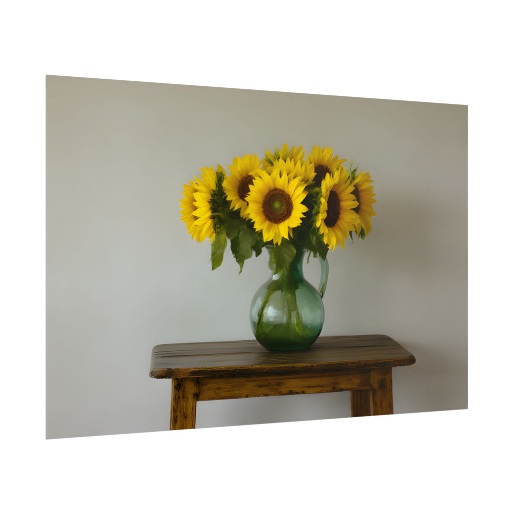 Sunflowers in Green Pitcher Wall Art - Poster
