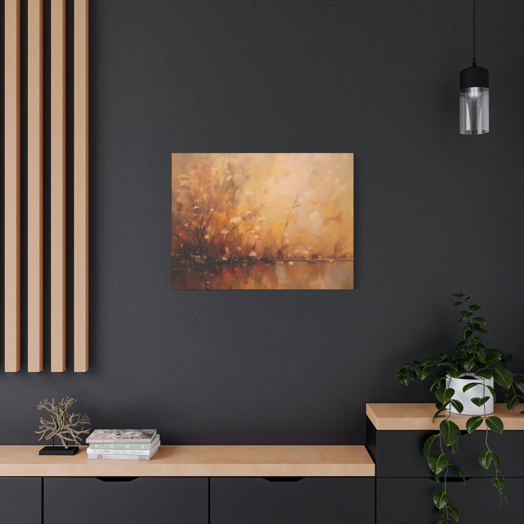 Golden Meadow Abstract Wall Art - Stretched Canvas