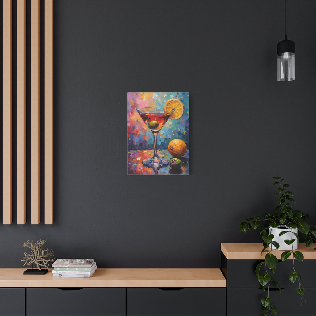 Colourful Martini Glass Matte Canvas Wall Art - Stretched canvas