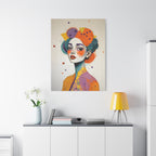Colorful Portrait Art Canvas - Abstract Geisha Woman Matte Stretched Canvas