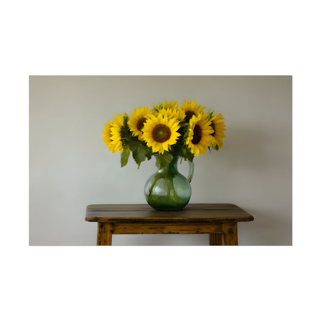 Sunflowers in Green Pitcher Wall Art - Poster