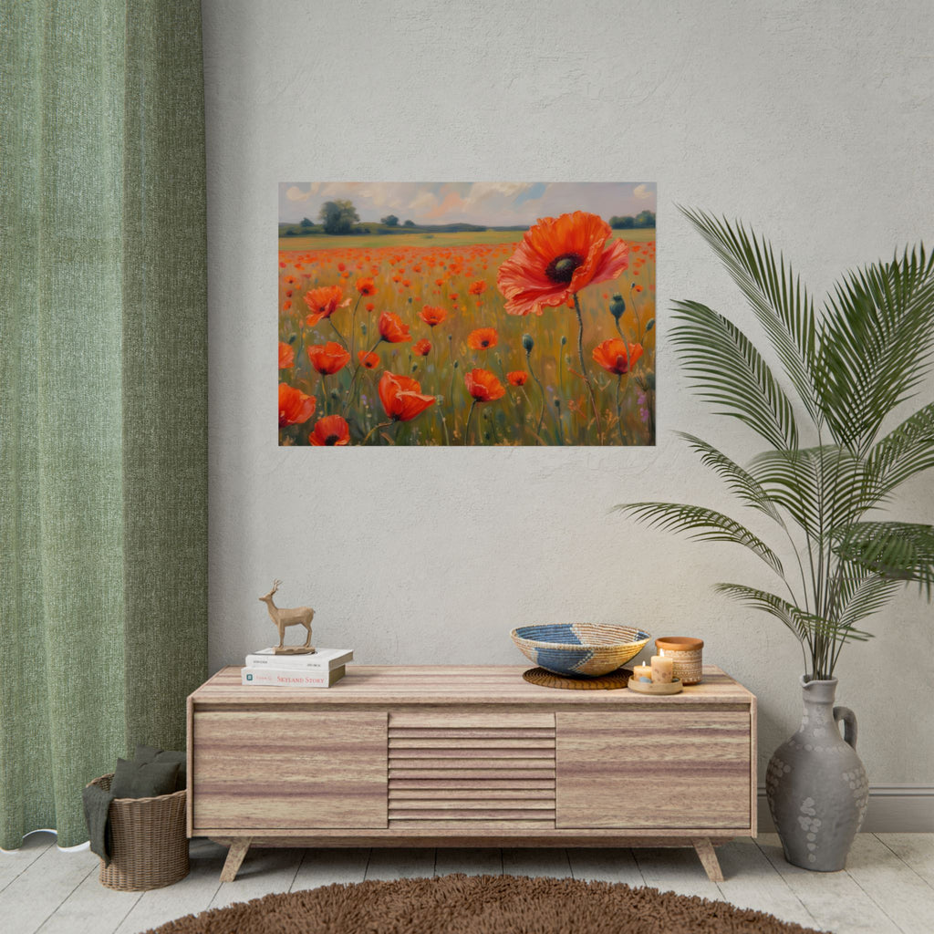 Poppy Field Art Poster - Rolled Floral Wall Print for Home & Office