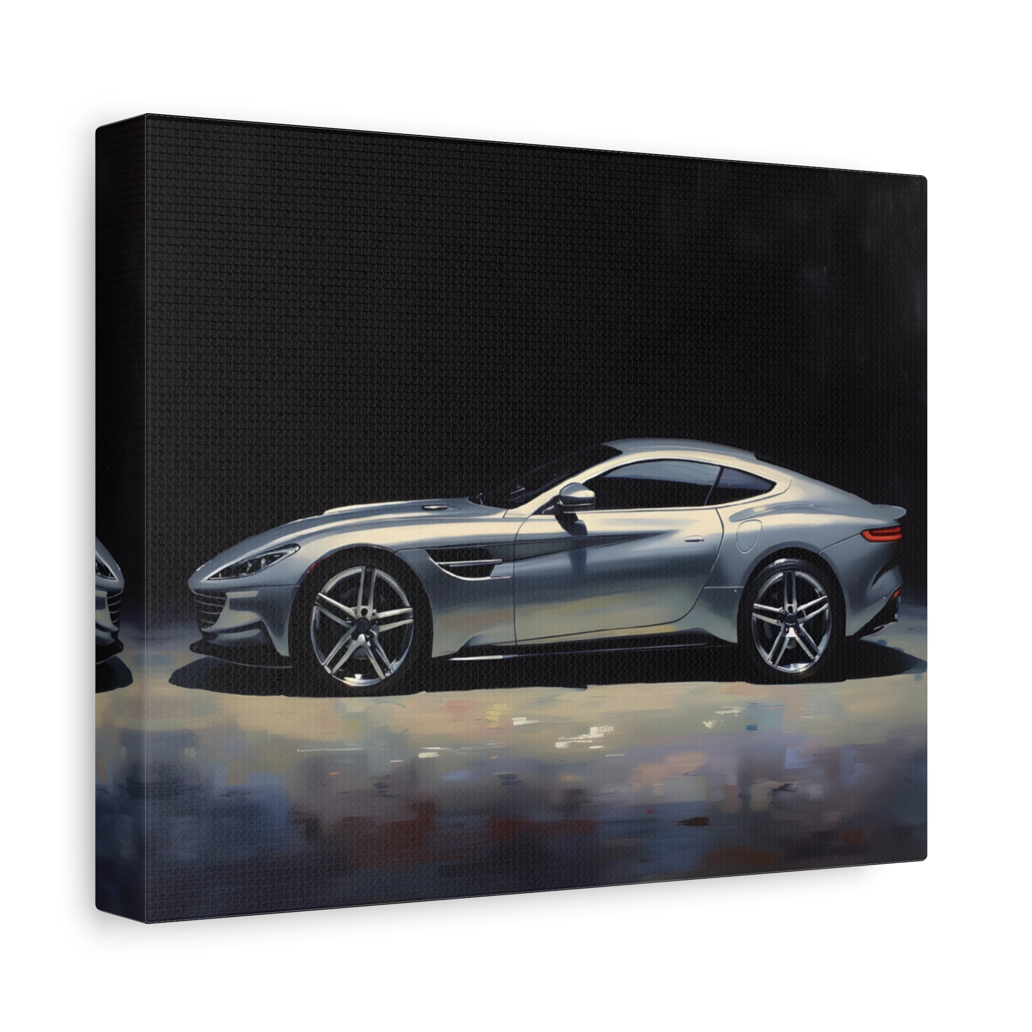 Silver Sports Car Matte Canvas Print — Modern Automotive Wall Art