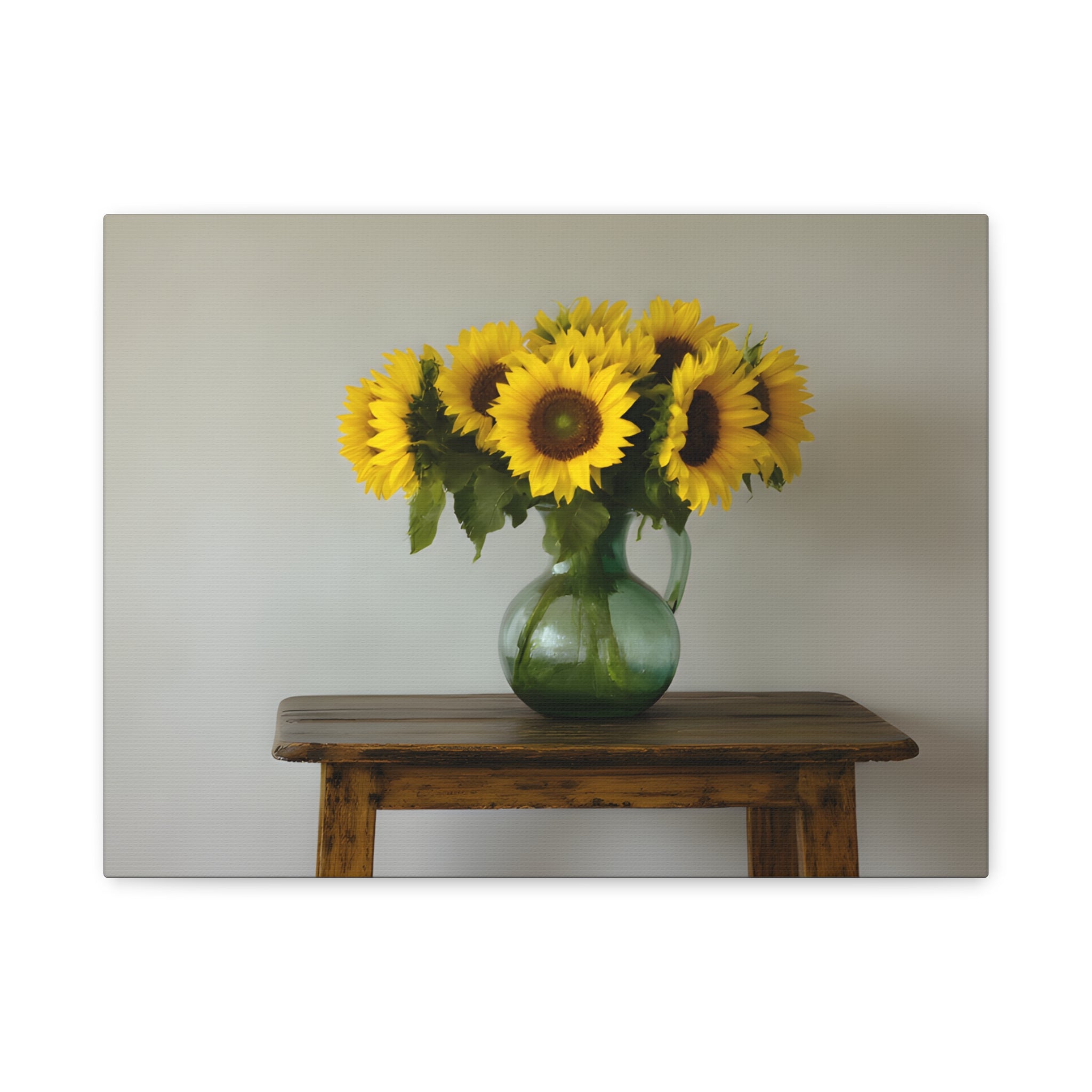 Sunflowers in Green Pitcher Wall Art - Stretched Canvas