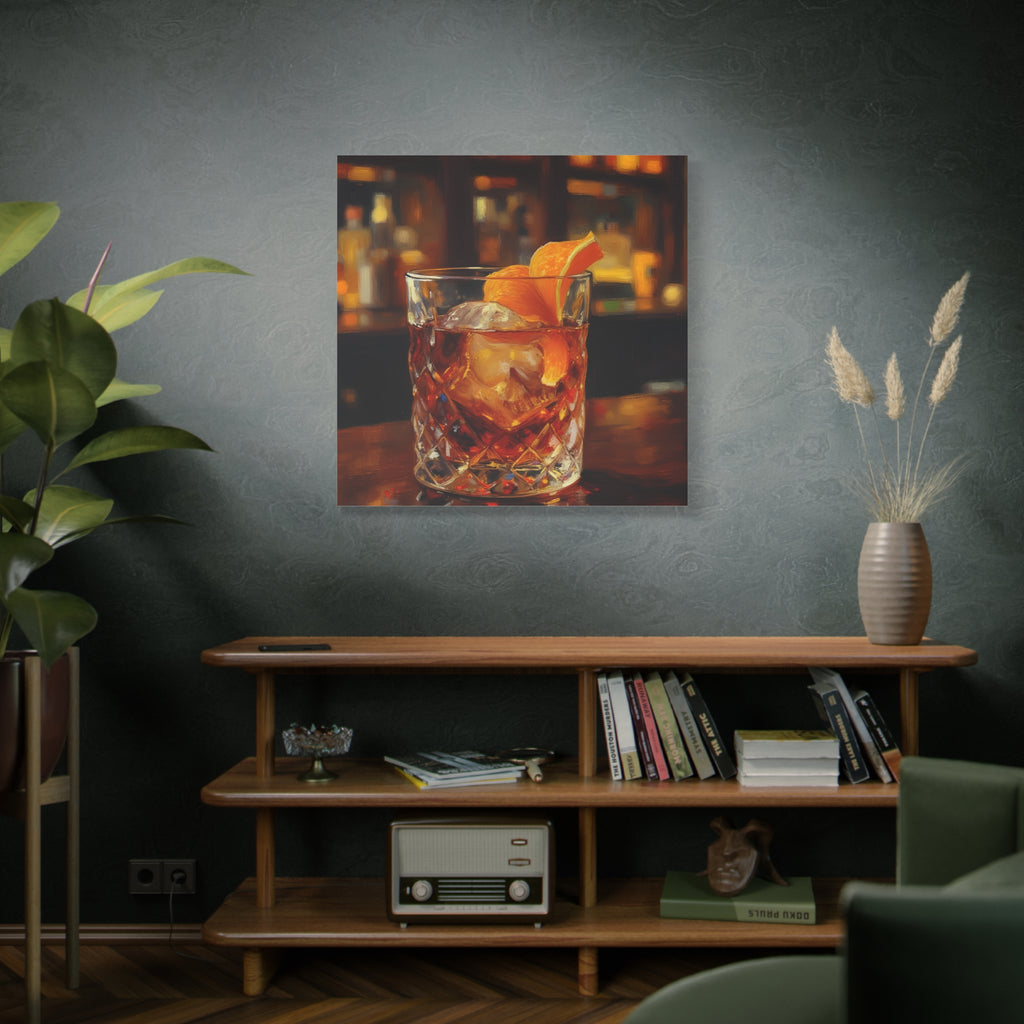 Whisky on Ice Wall Art -  Bar & Home Decor - Stretched Canvas