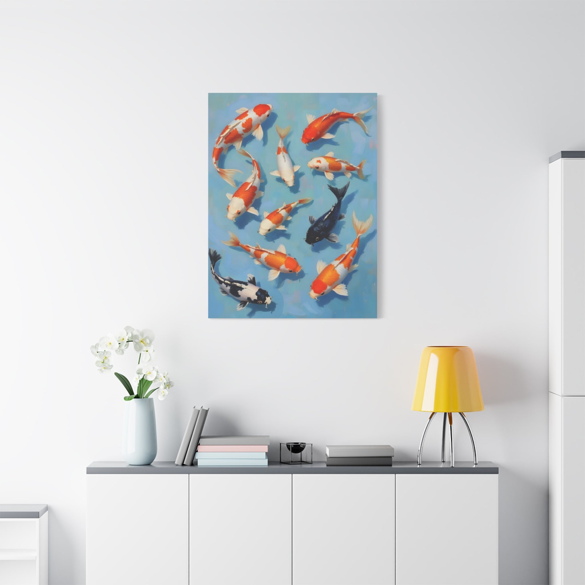 Koi Pond Canvas Art - Stretched Matte Fish Wall Decor