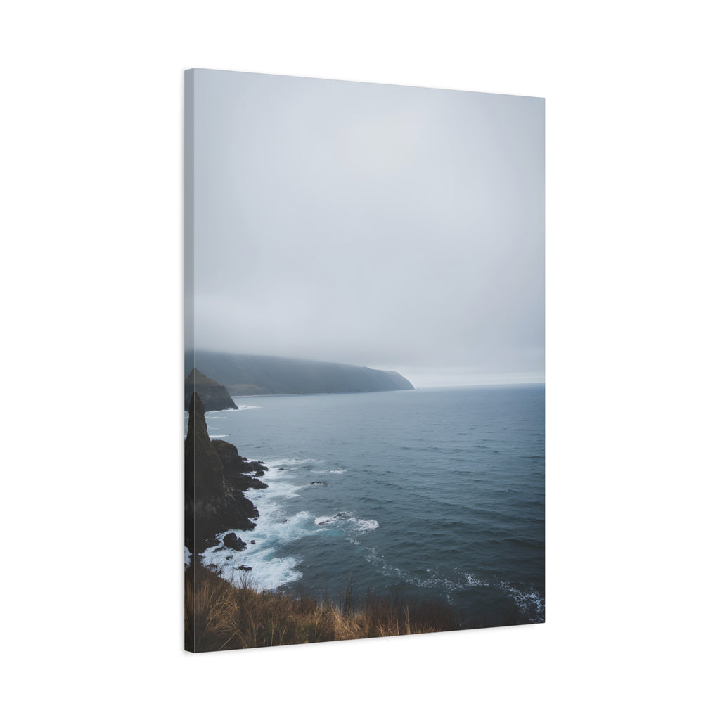 Foggy Coastal Cliff Wall Art  - Stretched Canvas