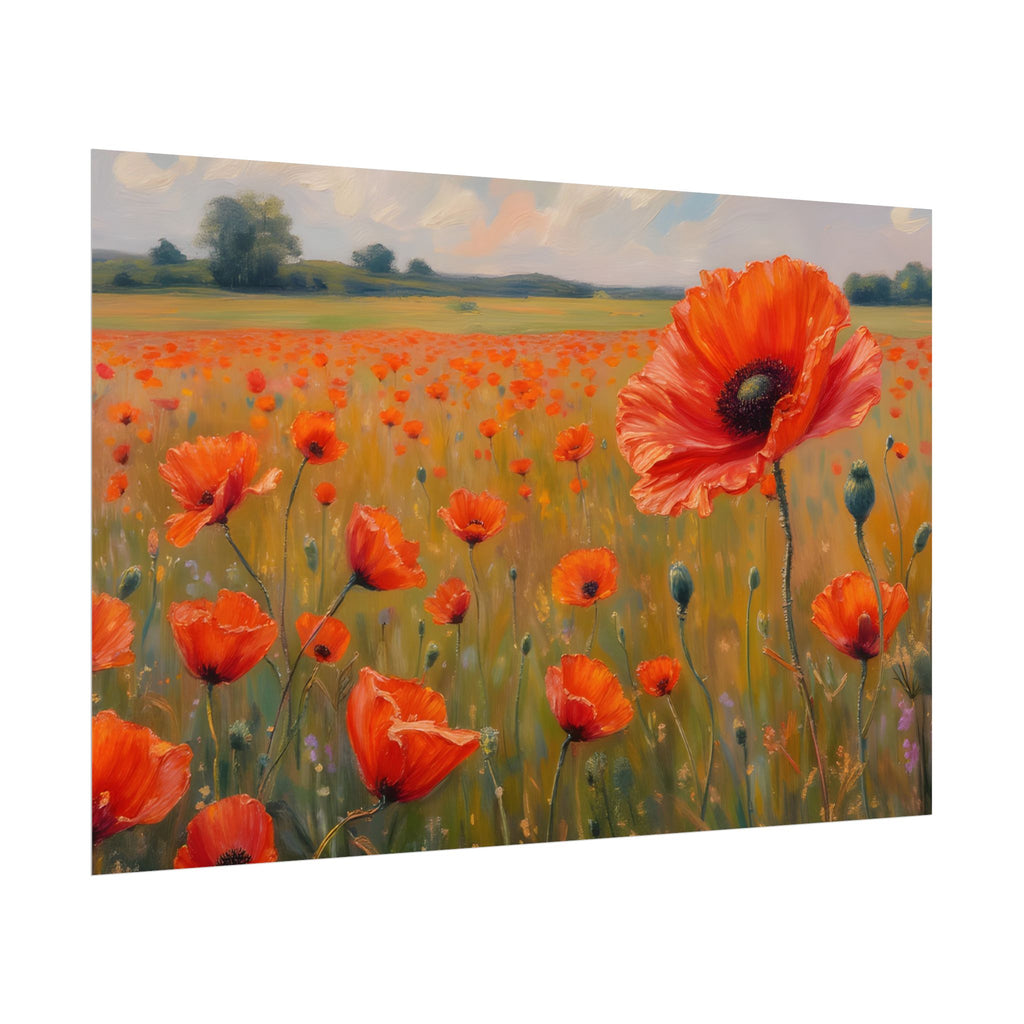 Poppy Field Art Poster - Rolled Floral Wall Print for Home & Office