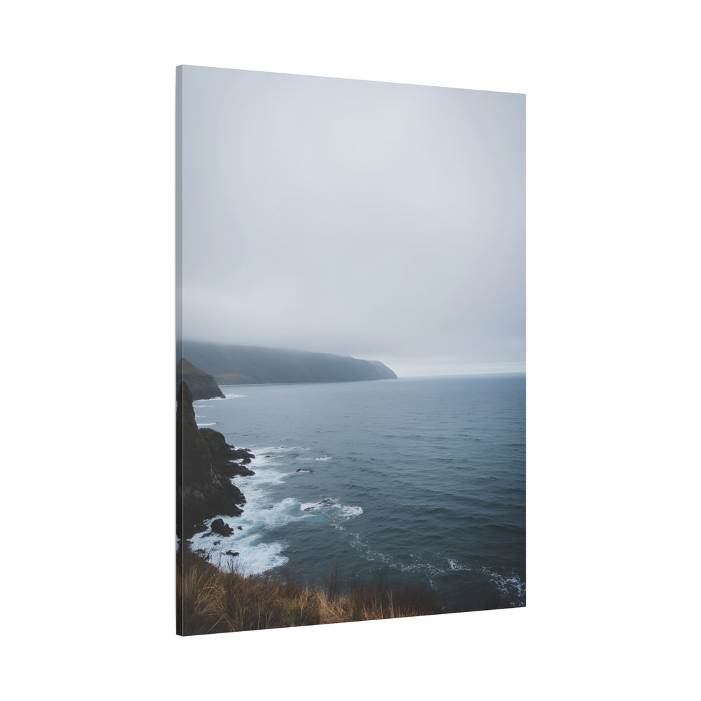 Foggy Coastal Cliff Wall Art  - Stretched Canvas