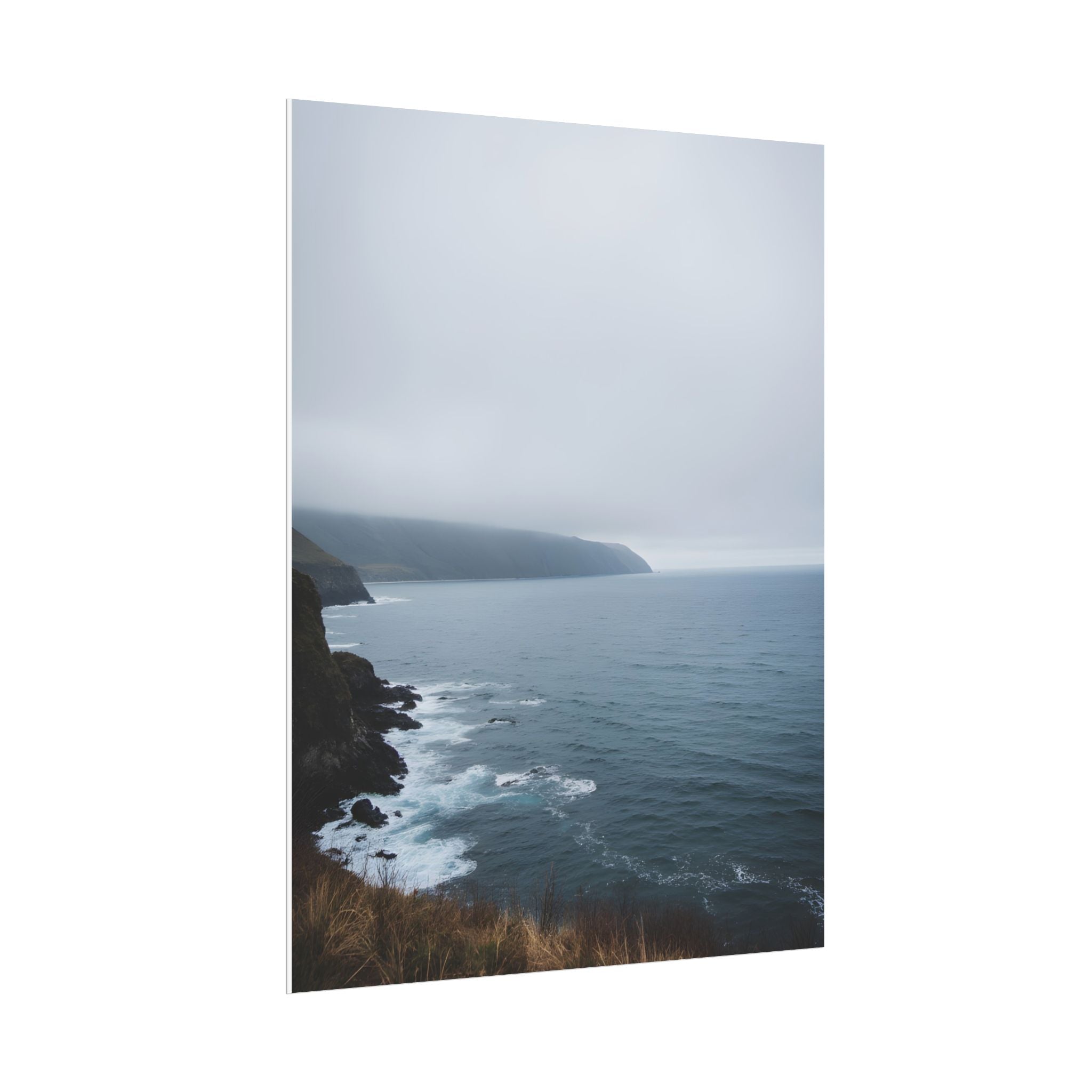 Foggy Coastal Cliff Wall Art  - Poster