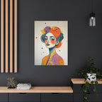 Colorful Portrait Art Canvas - Abstract Geisha Woman Matte Stretched Canvas